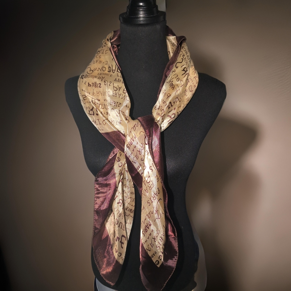 Paris France Scarf Set 100% Polyester 38"X38" Square